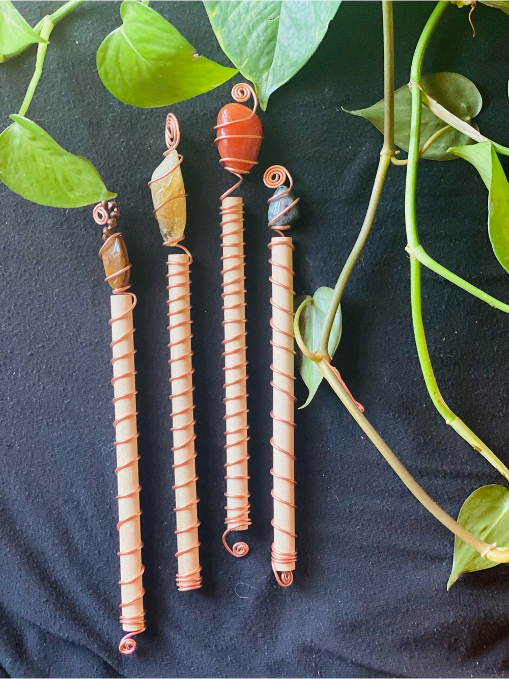 Handmade Copper & Stone Plant Stakes— Electroculture!